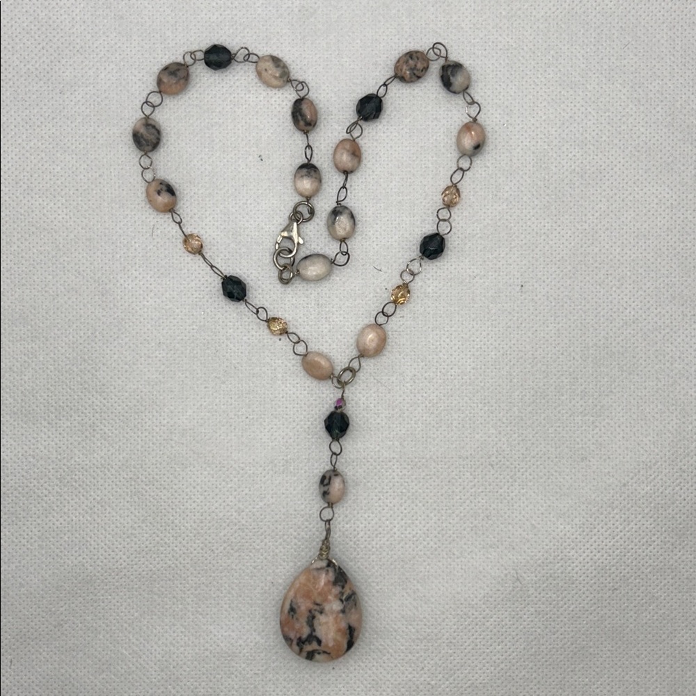 Artisan Handmade Sterling Silver Multi Gemstone Y Necklace